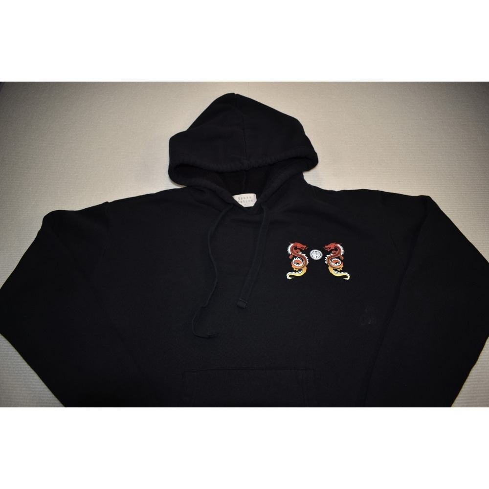 Urban Nation Fearless Dragon Graphic Blk Hoodie Sweatshirt Sz Lg